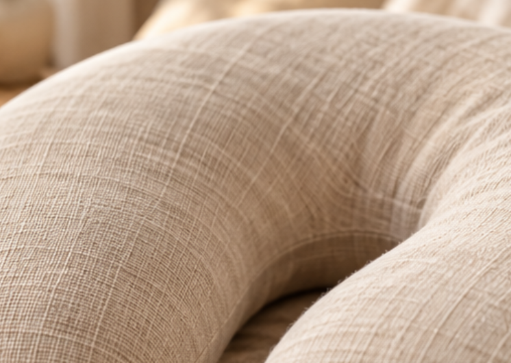Natural Linen Travel Pillow with Wool Filling – Handmade Neck Cushion