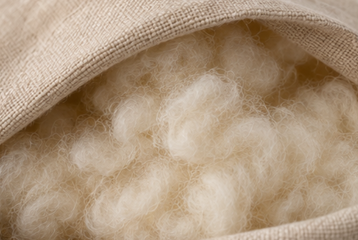 Natural Linen Decorative Cushion with Wool Filling – Handmade Throw Pillow
