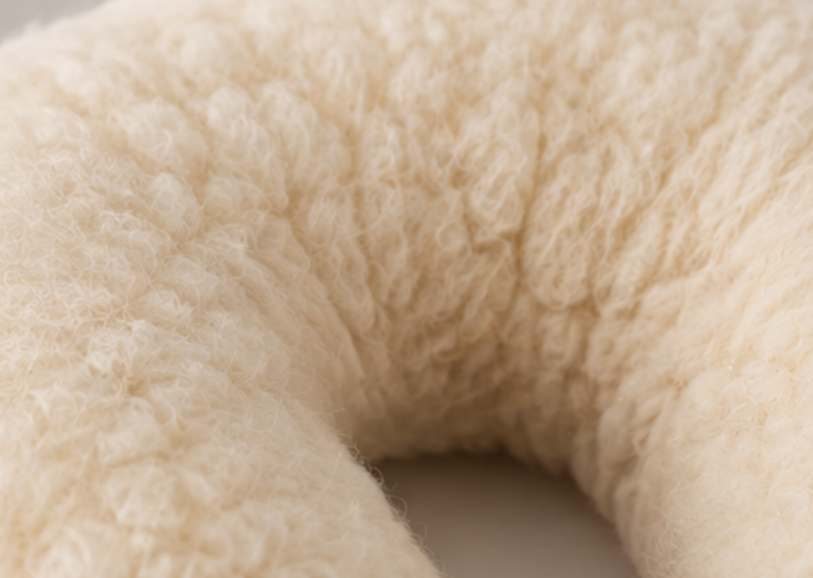 Merino Wool Travel Pillow – Natural Wool Filled Neck Cushion, Handmade Travel Comfort Pillow