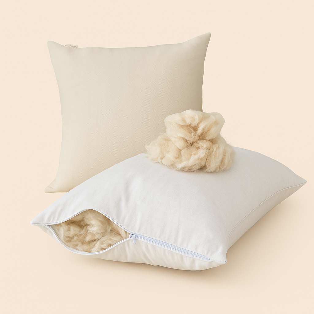 Organic cotton pillow with kapok filling