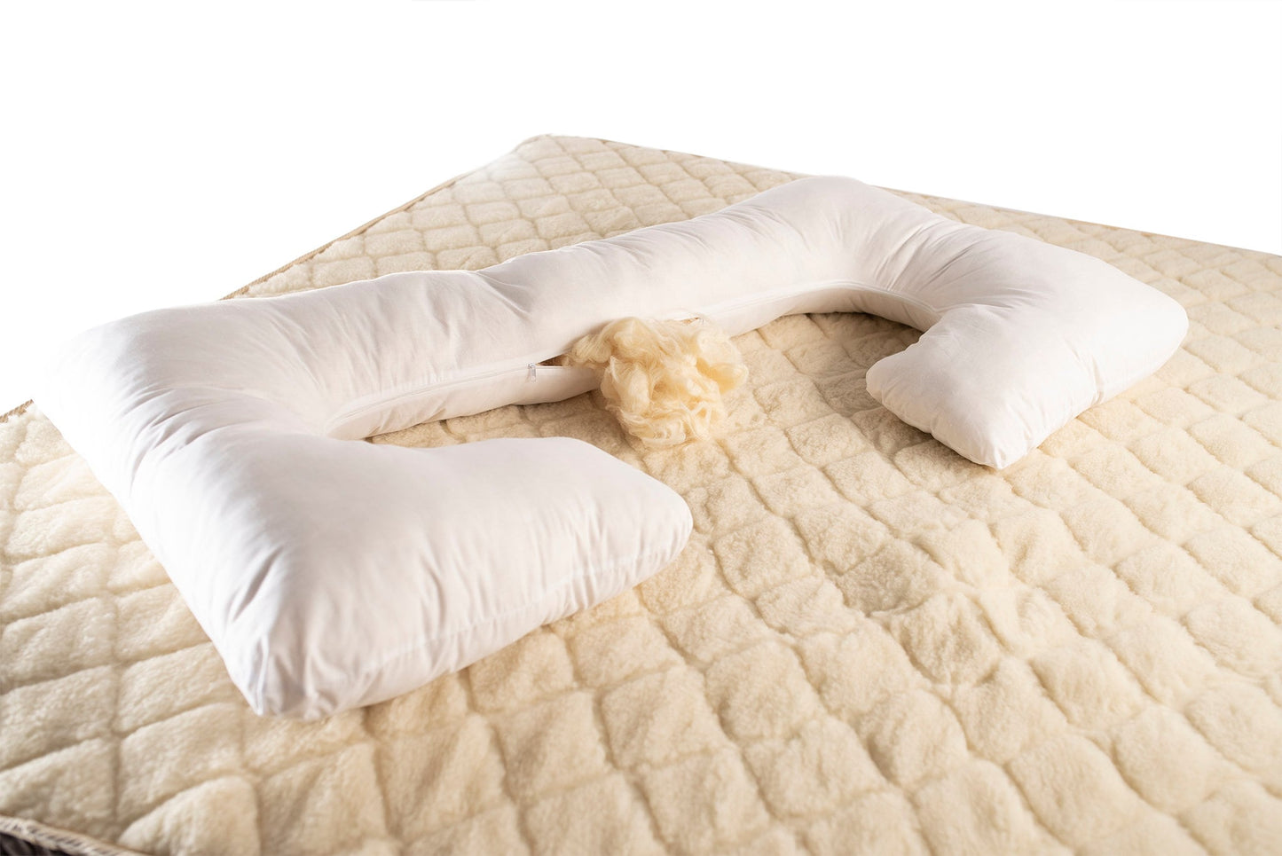 C-Shaped Pregnancy Pillow – Organic Wool Filling & Hemp Cover, Full Body Support, Hypoallergenic & Breathable