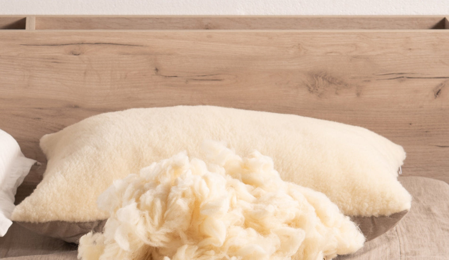 Two sided natural linen and wool pillow