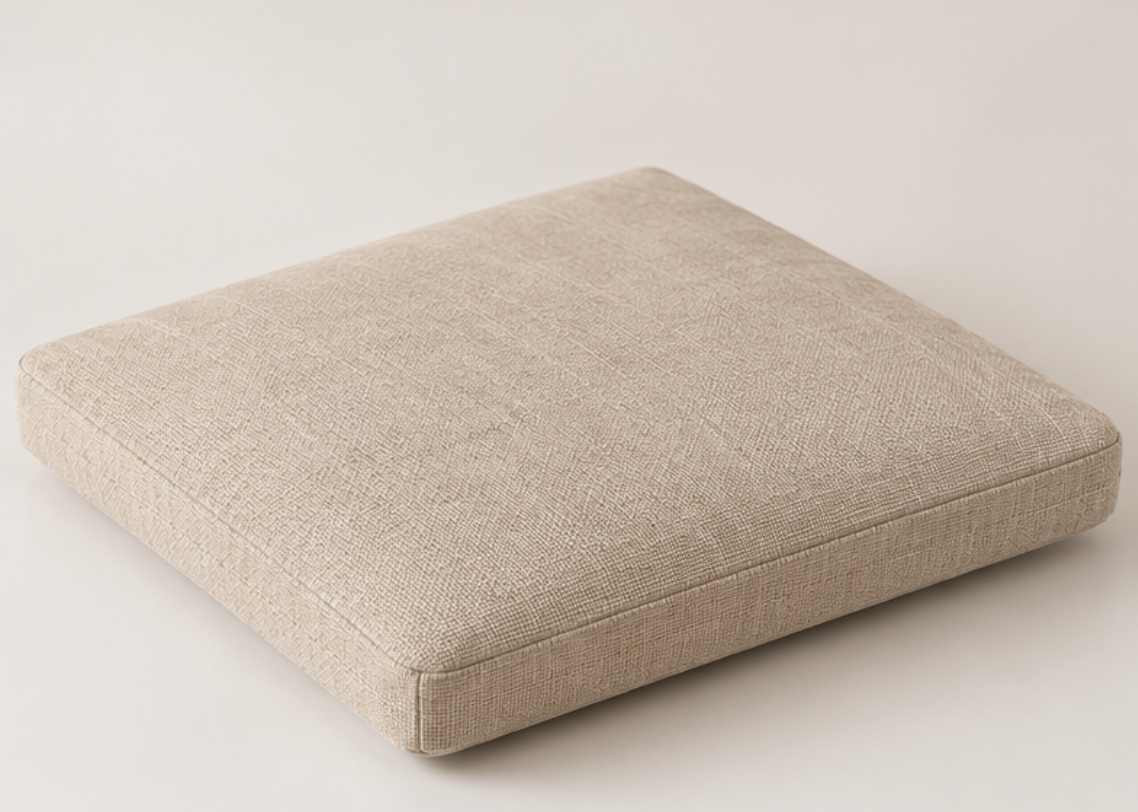 Natural Linen Chair Cushion with Wool Filling – Handmade Seat Pad