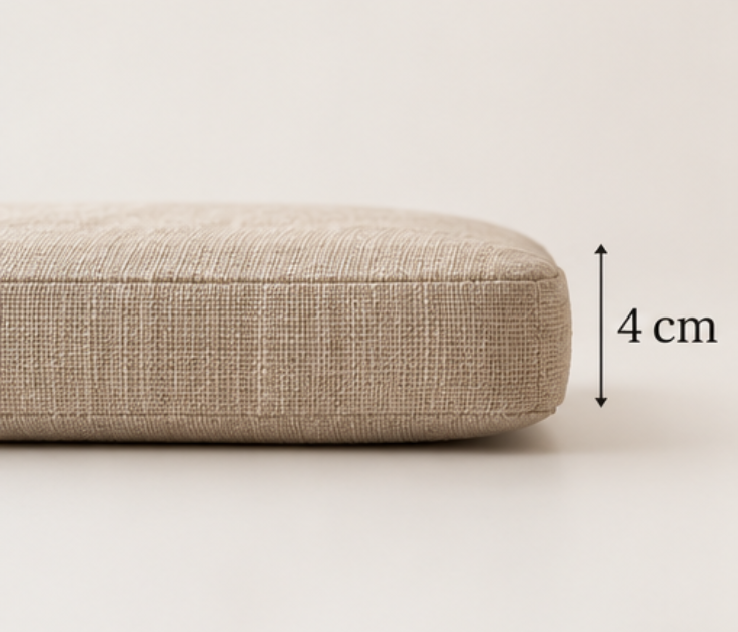Natural Linen Chair Cushion with Wool Filling – Handmade Seat Pad