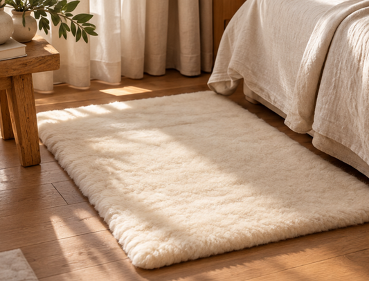 Natural Merino Wool Rug – Soft Wool Floor Mat for Bedroom & Cozy Living Spaces