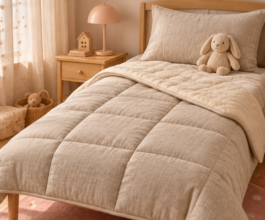 Linen & Merino Wool Baby Blanket – Reversible Natural Baby Blanket