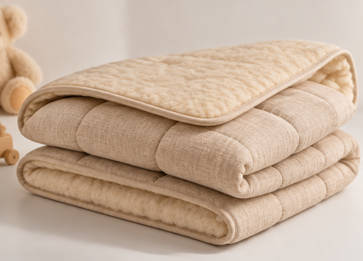 Linen & Merino Wool Baby Blanket – Reversible Natural Baby Blanket