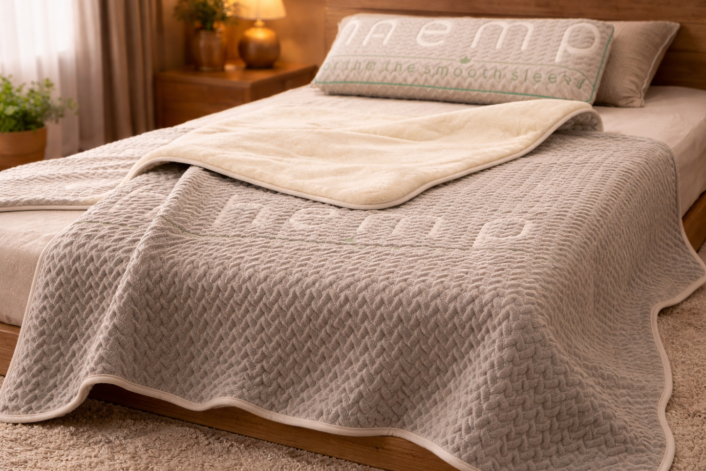 Hemp, Cotton & Merino Wool Blanket – Reversible, Breathable & All-Season Comfort