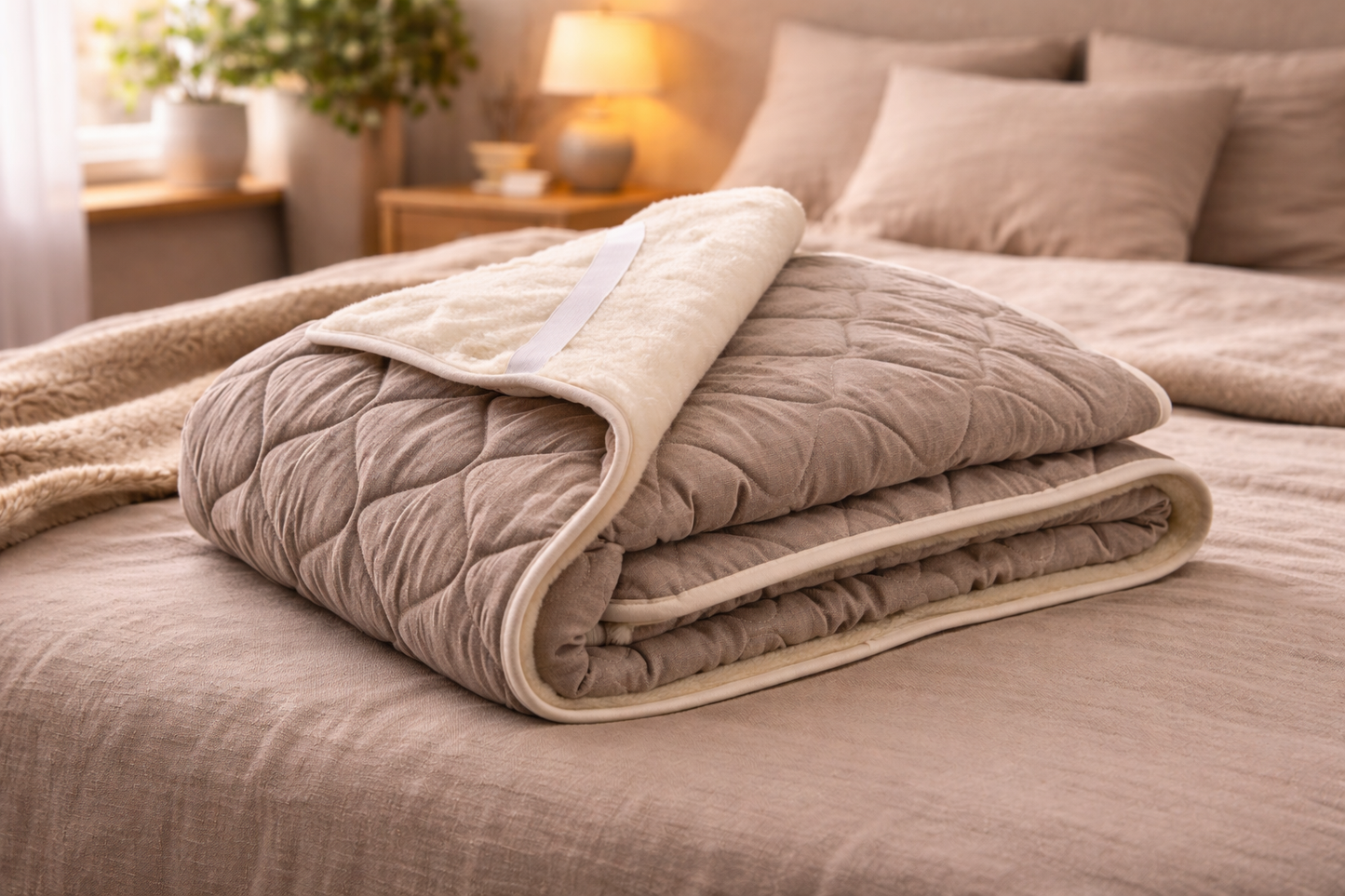 Linen & Merino Wool Mattress Topper – Reversible Natural Bed Pad, All-Season Comfort, Hypoallergenic