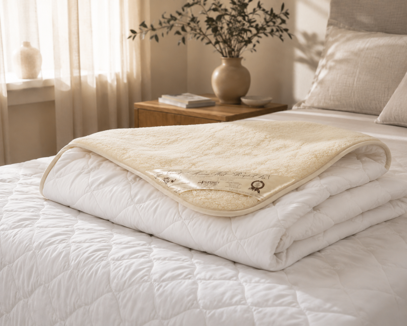 Close-up of premium stonewashed linen duvet with natural Bulgarian Merino wool filling
