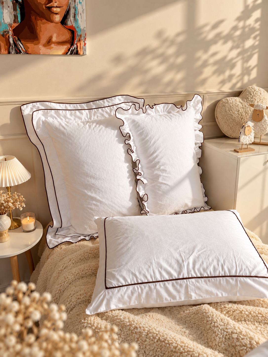 Luxury Linen Bed Pillow with Natural Wool Filling – Elizabeth Collection