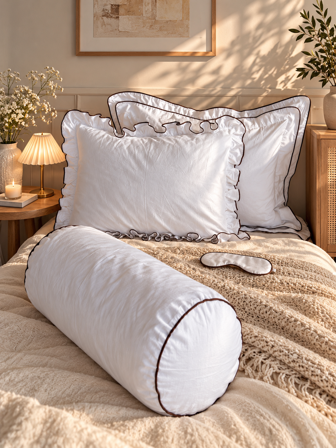 Sofia – Merino Wool Bolster Pillow | Linen Neck Roll & Yoga Support | The Woolland