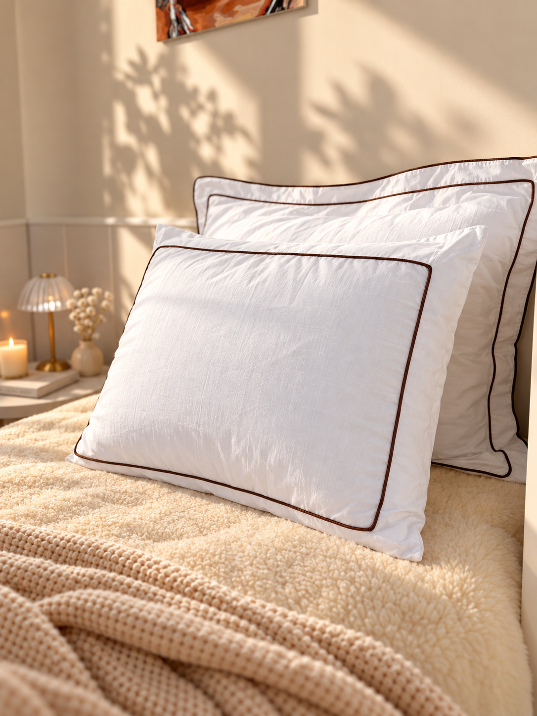 Katherine – Linen & Merino Wool Pillow with Contrast Piping – The Woolland