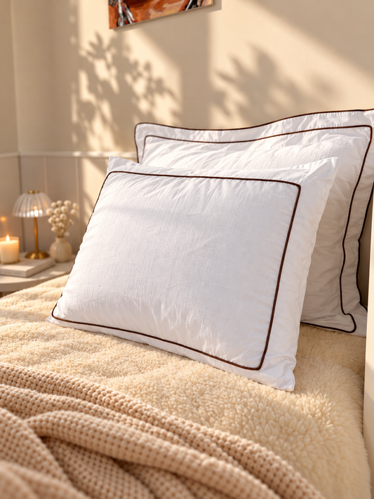 Katherine – Linen & Merino Wool Pillow with Contrast Piping – The Woolland