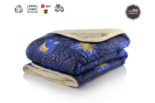 Wool Blanket, Celestial Blanket, Wool Duvet Cover, Baby Blanket, Sleeping Blanket, Toddler Blanket, Double Sided Blanket, Hypoallergenic