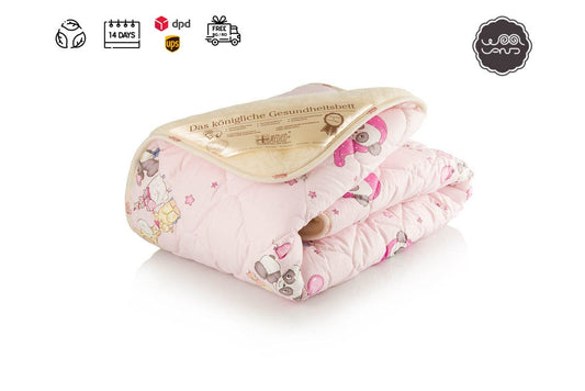 Baby Girl Blanket, Wool Filled Blanket, Cotton Blanket, Panda Bear Blanket, Pink Blanket, Soft Blanket, Merino Wool Blanket, Children Gift