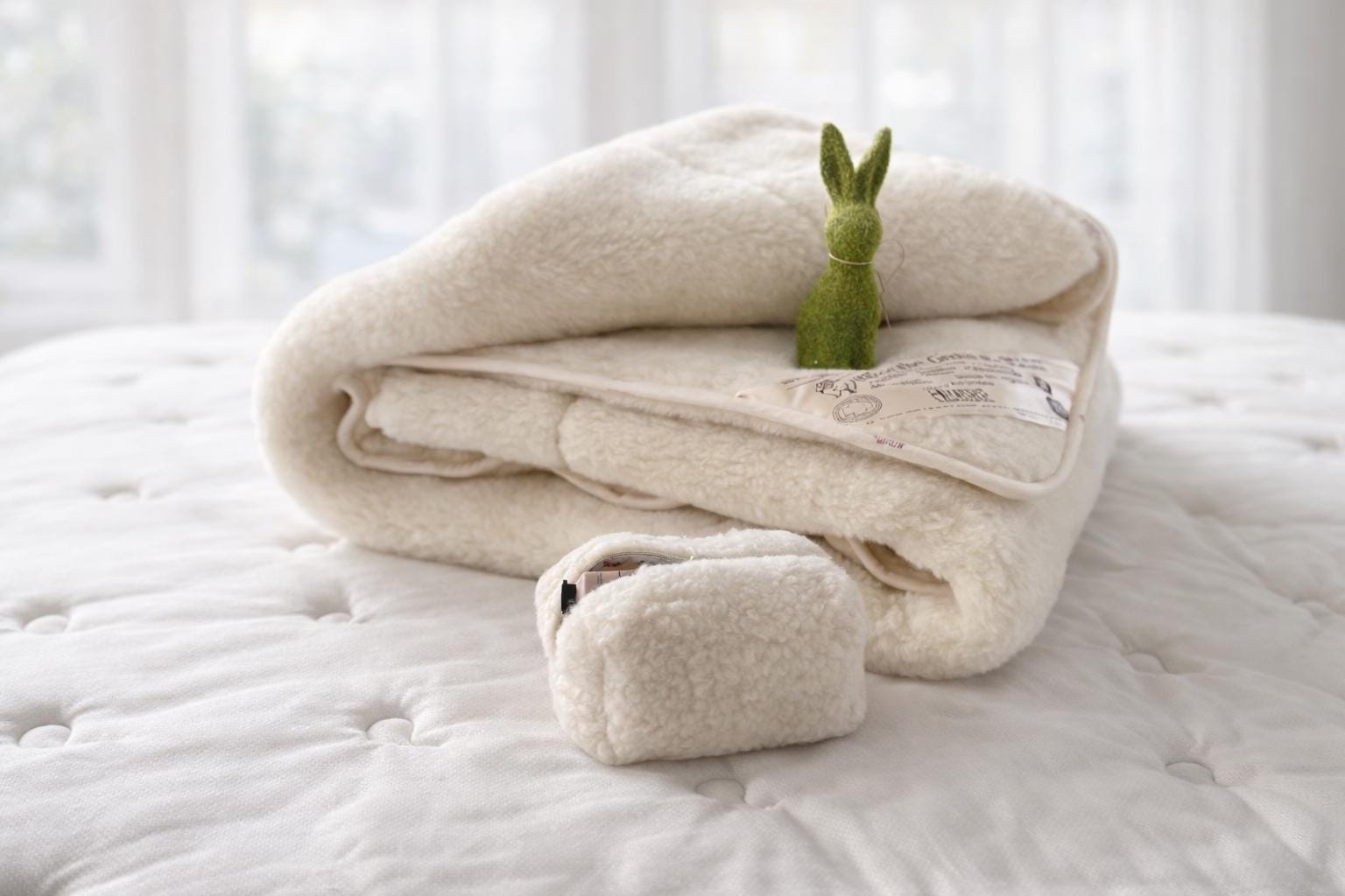 Double-sided Merino wool blanket with natural Bulgarian wool filling for year-round comfort