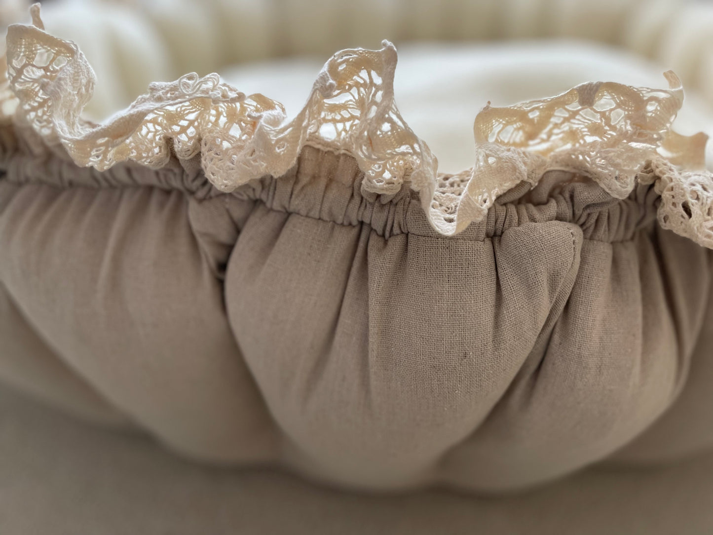 Luxury Handmade Baby Cocoon – 3-in-1 Baby Nest, Linen & Wool, Designer Baby Lounger
