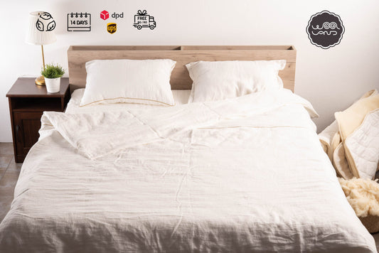 Linen bedding set (flat sheet + 2 pillowcases + 1 duvet cover)