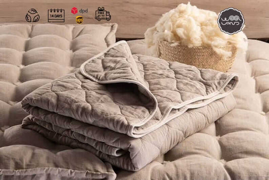 All season linen merino wool blanket